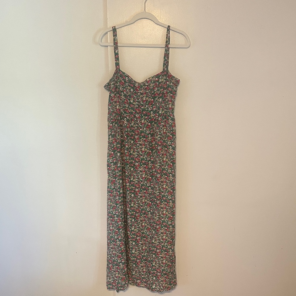 NATURAL LIFE Floral Print Maxi Dress - Pink and Green